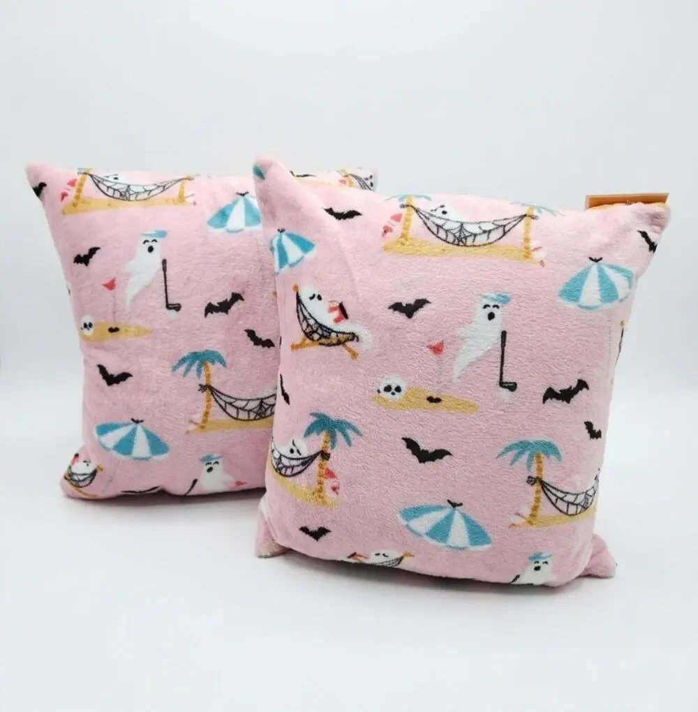 Summerween Pinkoween 18x18 Plush Pillow COVER ONLY NWOT Viral TikTok Ghosts